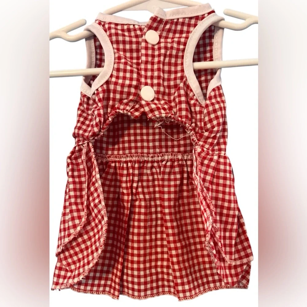 Cat Picnic Style Red Dress Medium